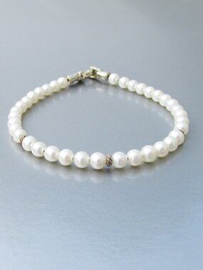 David YURMAN Sterling Silver 4mm Pearl Strand Bracelet Sz Small 6 3/4"
